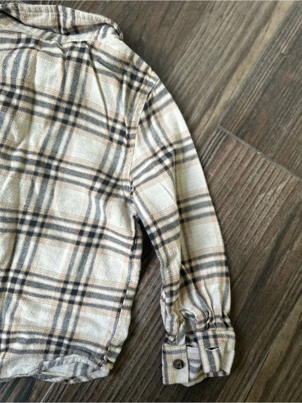 Bundle of boys long sleeve Kids Plaid Button-Up Shirt - Blue & Cream Brown